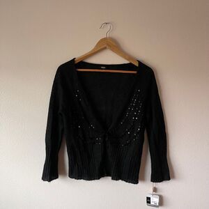 Deadstock Mossimo Mohair Tie-Front Embellished Sweater Top‎